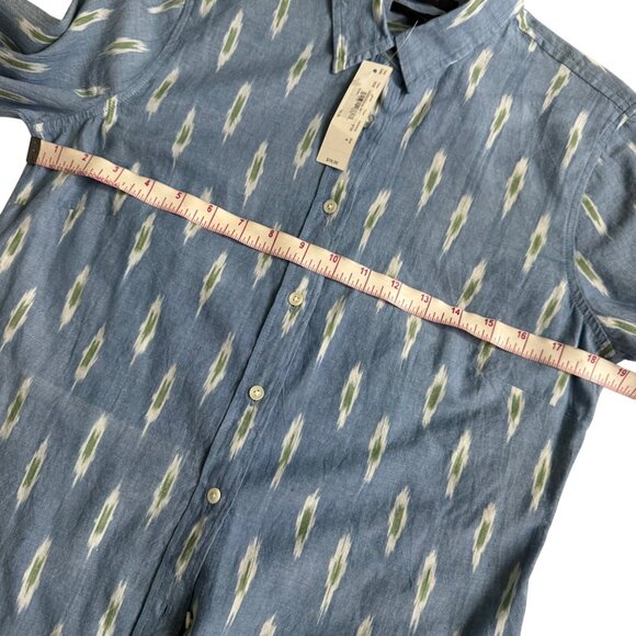 J. Crew women button down shirt sz 6/small abstract blue long sleeve 100% cotton - Picture 3 of 14